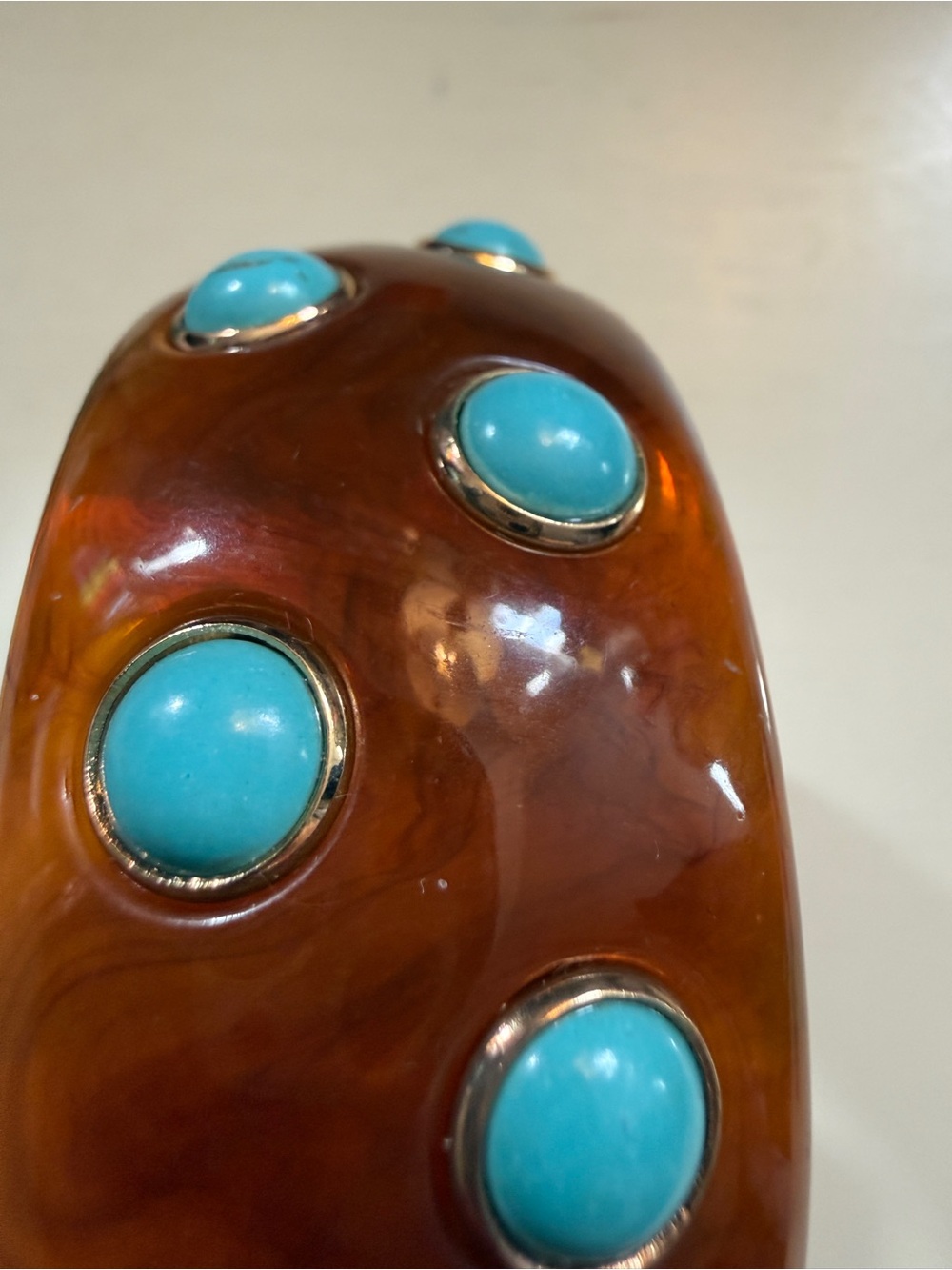 piper•k Tortoiseshell Resin Bangle with Turquoise Accents - Picture 3 of 8